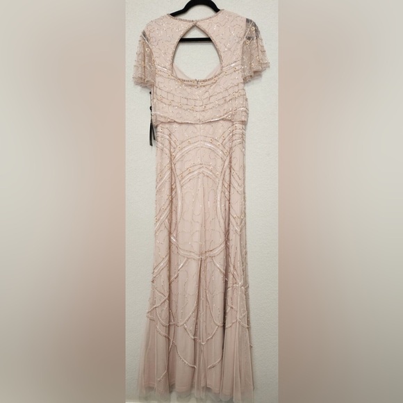 NWT! ADRIANNA PAPELL Shell Beaded Blouson Long Gown. Size 14 - Picture 2 of 6
